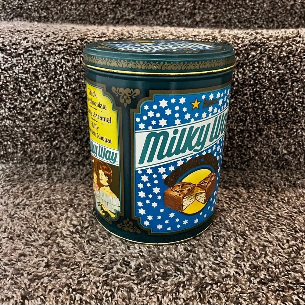 1980 Milky Way Advertising Candy Tin Box , 7.5in L x 6in Diameter